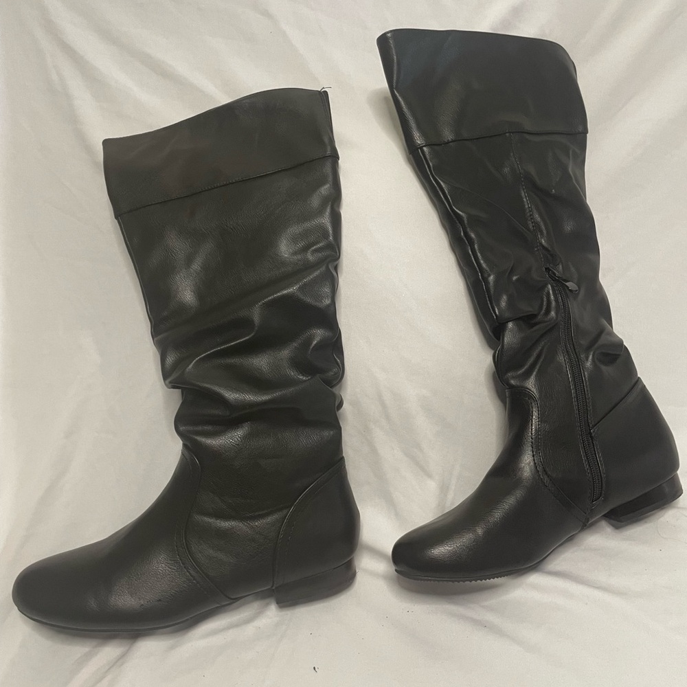 BLVD Black Over the Knee Boots Slouchy Design